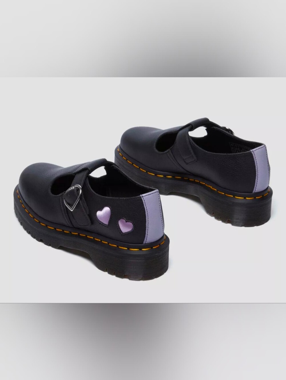 Dr. Martens Black Platform 'Polley' 'Virginia Satin Heart' mary janes